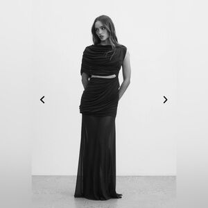 Chic Black Draped Evening Dress